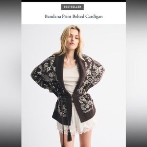 Abercrombie and Fitch Bandana Print Belted Cardigan Size L Brand New